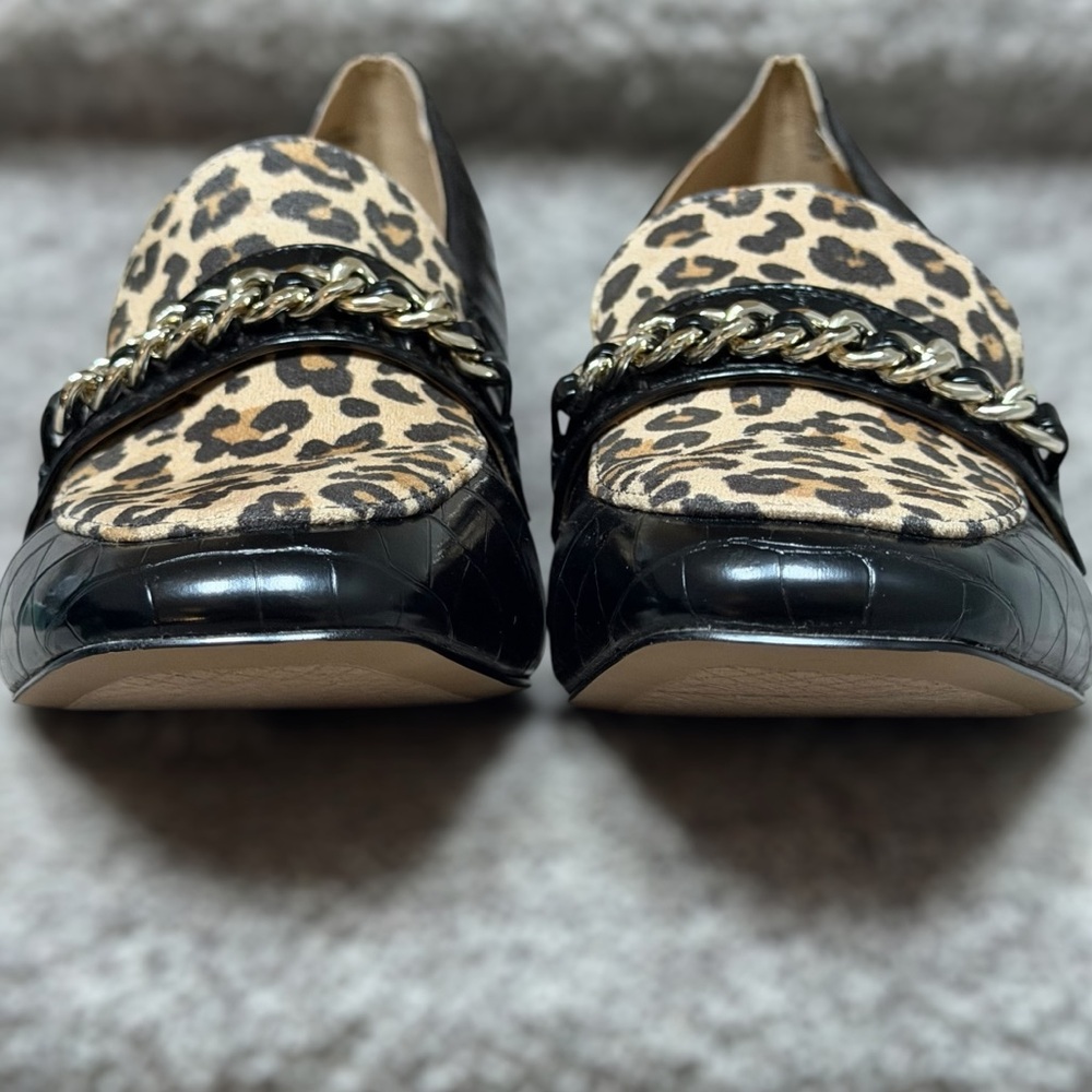 NEW Crown & Ivy Scarlett Cheetah Croc Embossed Block Heel Pumps Women’s 10 Chic - Picture 4 of 13